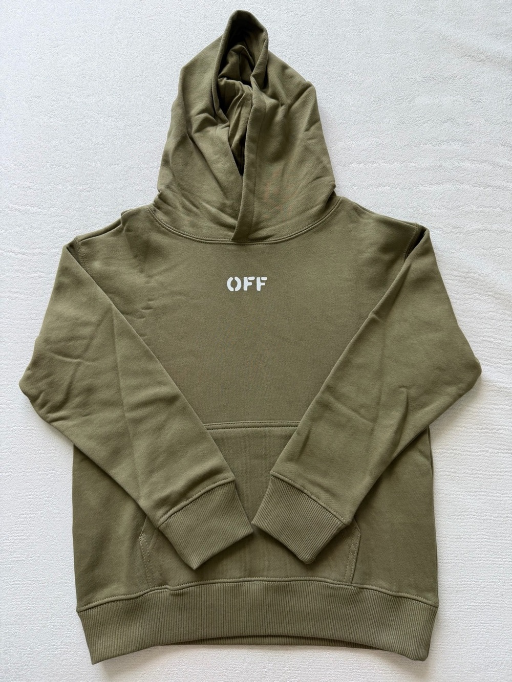 Off-White Kids Army Olive Brick Arrows Hoodie Size 8 NWT